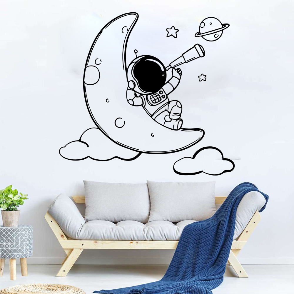 Baby Nursery Package - Cartoon Astronaut on The Moon Wall