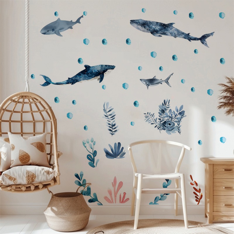 Baby Nursery Ocean - Undersea Marine Life Shark Whale Wall