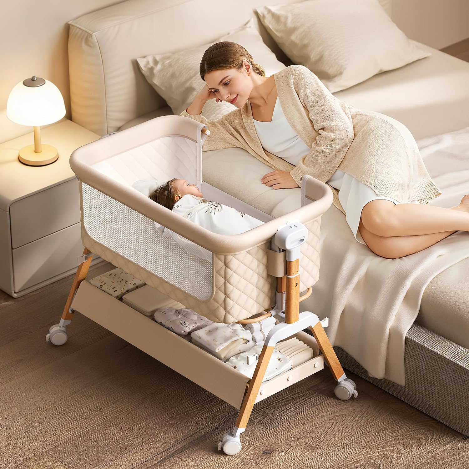 Bassinet Bedside Sleeper - 3 In 1 Baby Bassinet Bedside