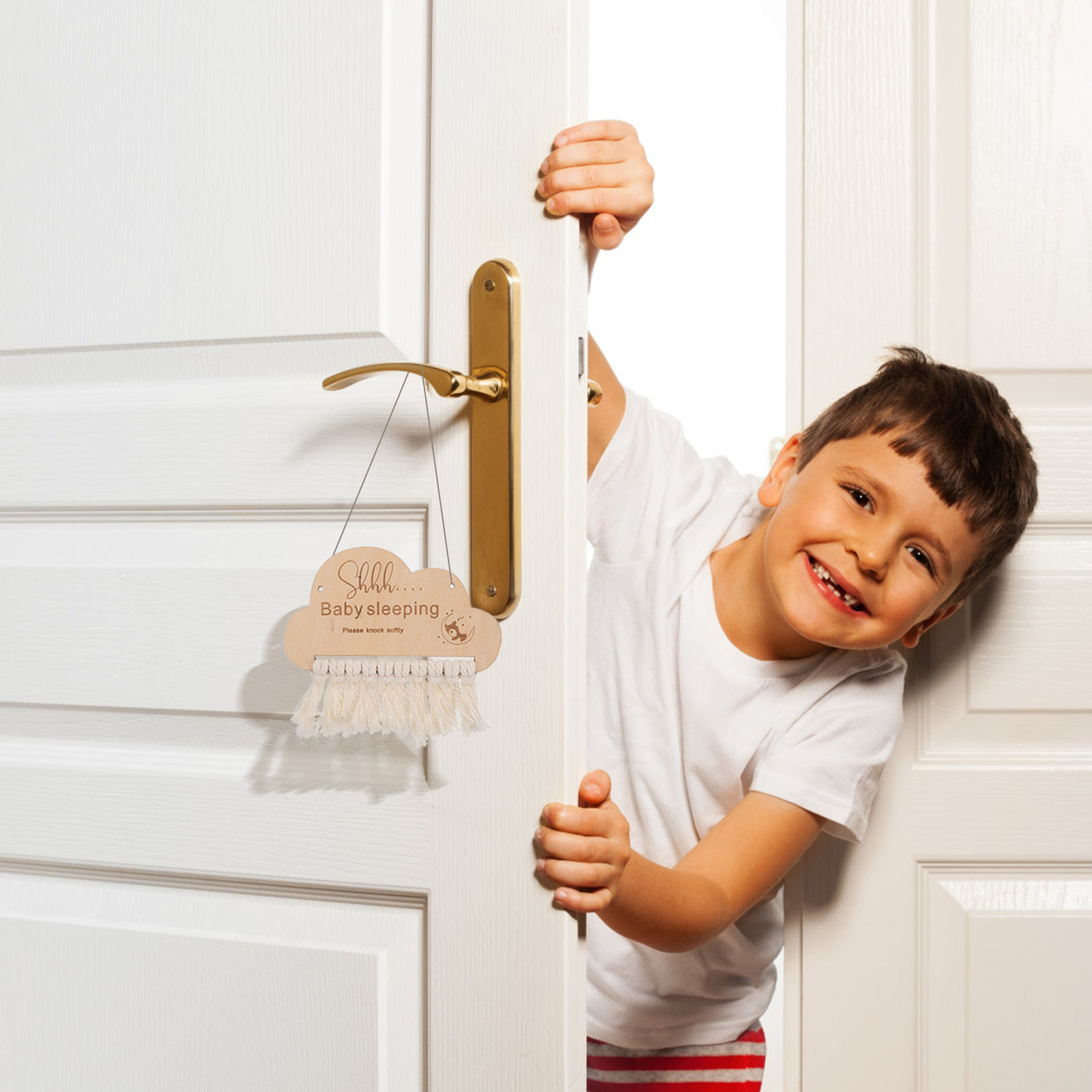Baby Nursery Hangers - Wooden Baby Sleeping Sign Door Hanger