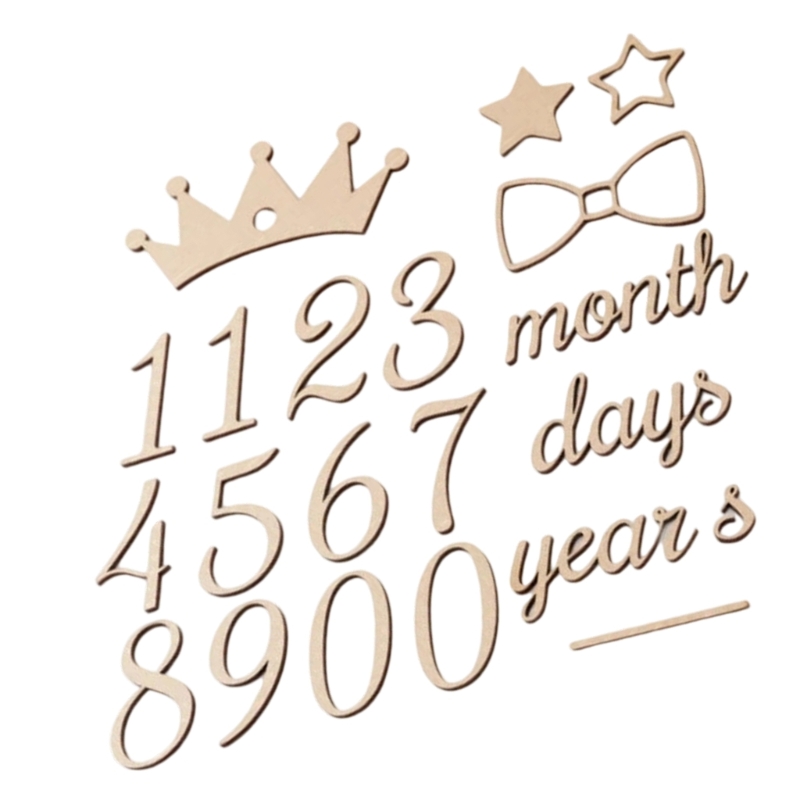 Baby Nursery Keepsake - Wooden Milestones Number and Word Baby