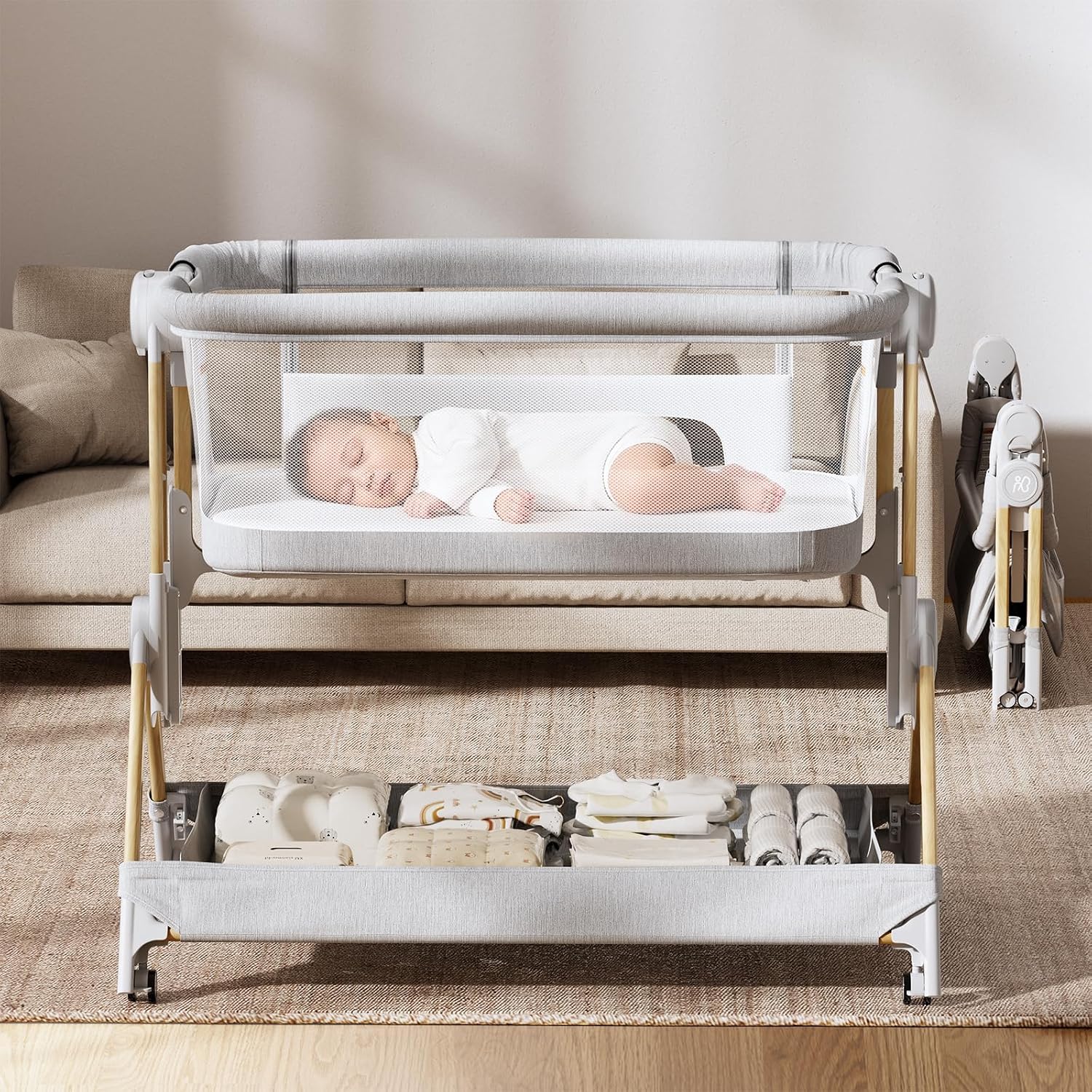 Bassinet Bedside Sleeper - 3 In 1 Bedside Crib One