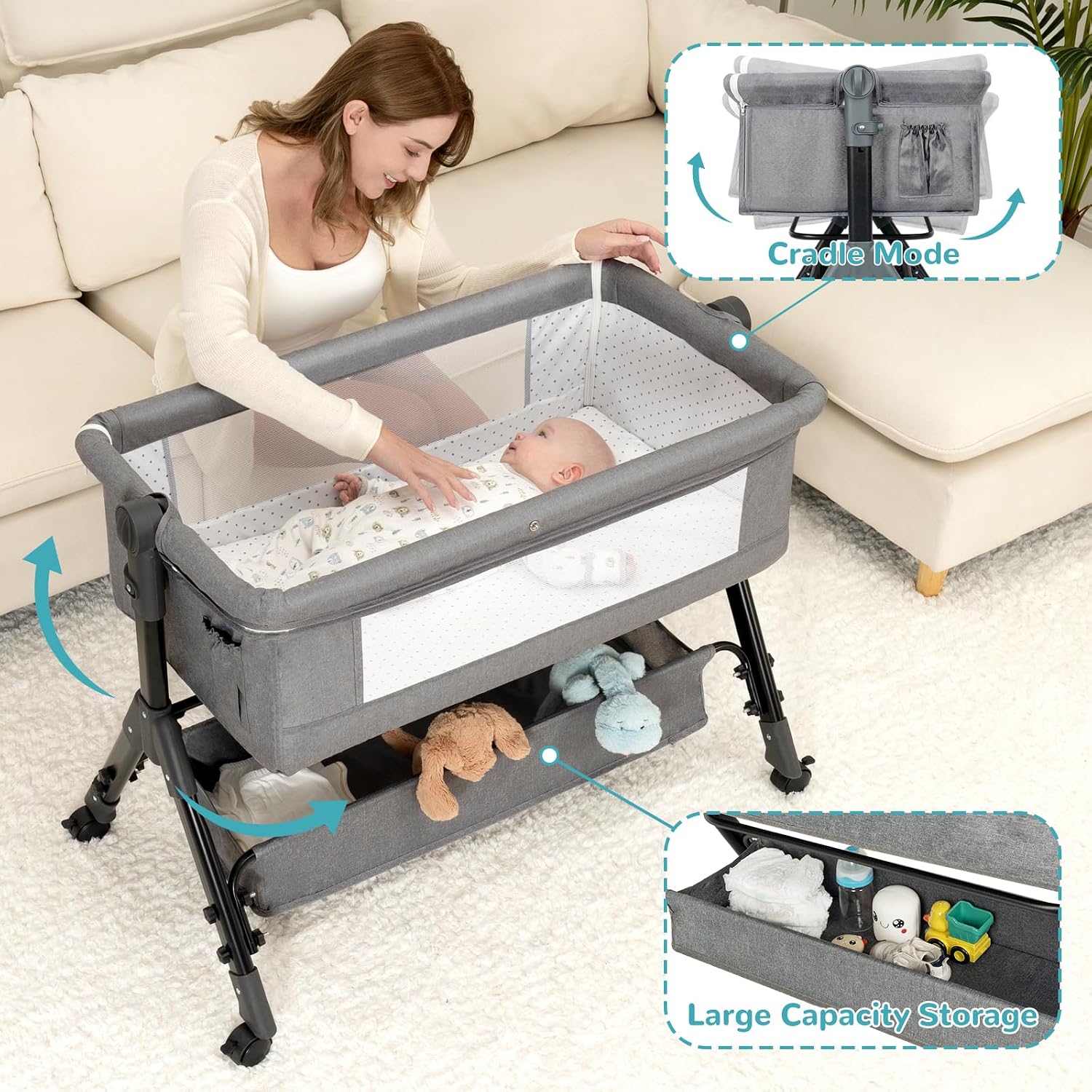 3 In 1 Baby Bassinet Bedside S - Bassinet Bedside Sleeper 评论和价格