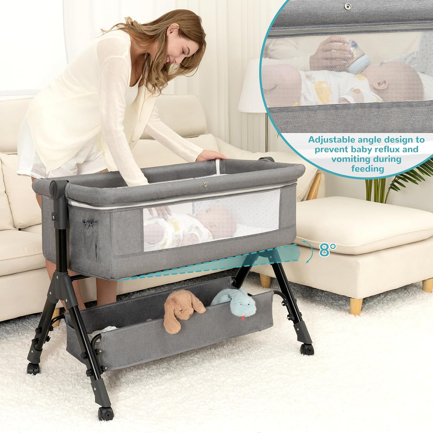 3 In 1 Baby Bassinet Bedside S - Bassinet Bedside Sleeper 评论和价格