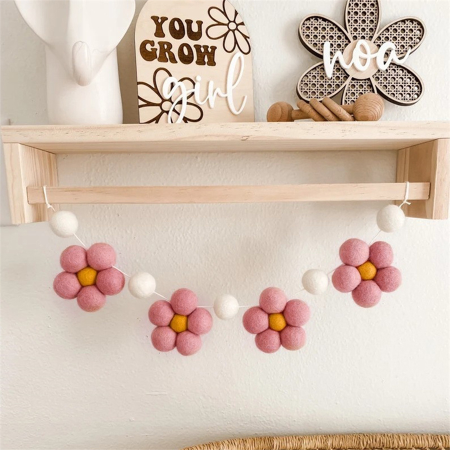 Handmade Felt Daisy Garland Bo - Baby Nursery Garland 评论和价格