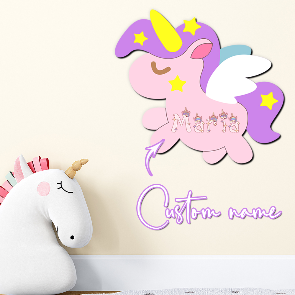 Custom Unicorn Wooden Name Sig - Baby Nursery Name Sign 评论和价格