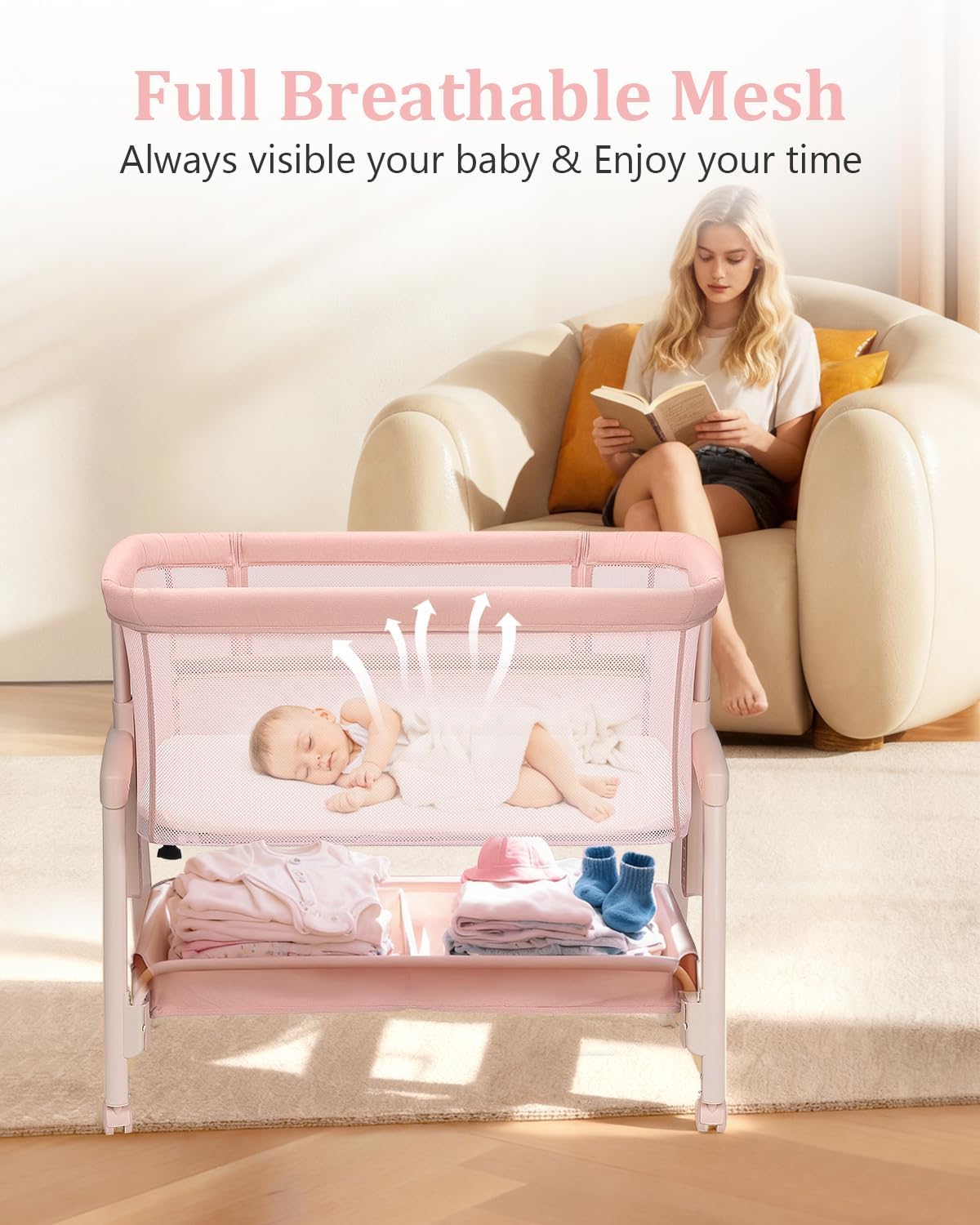 3 In 1 Baby Bassinet Newborn B - Bassinet Bedside Sleeper 评论和价格