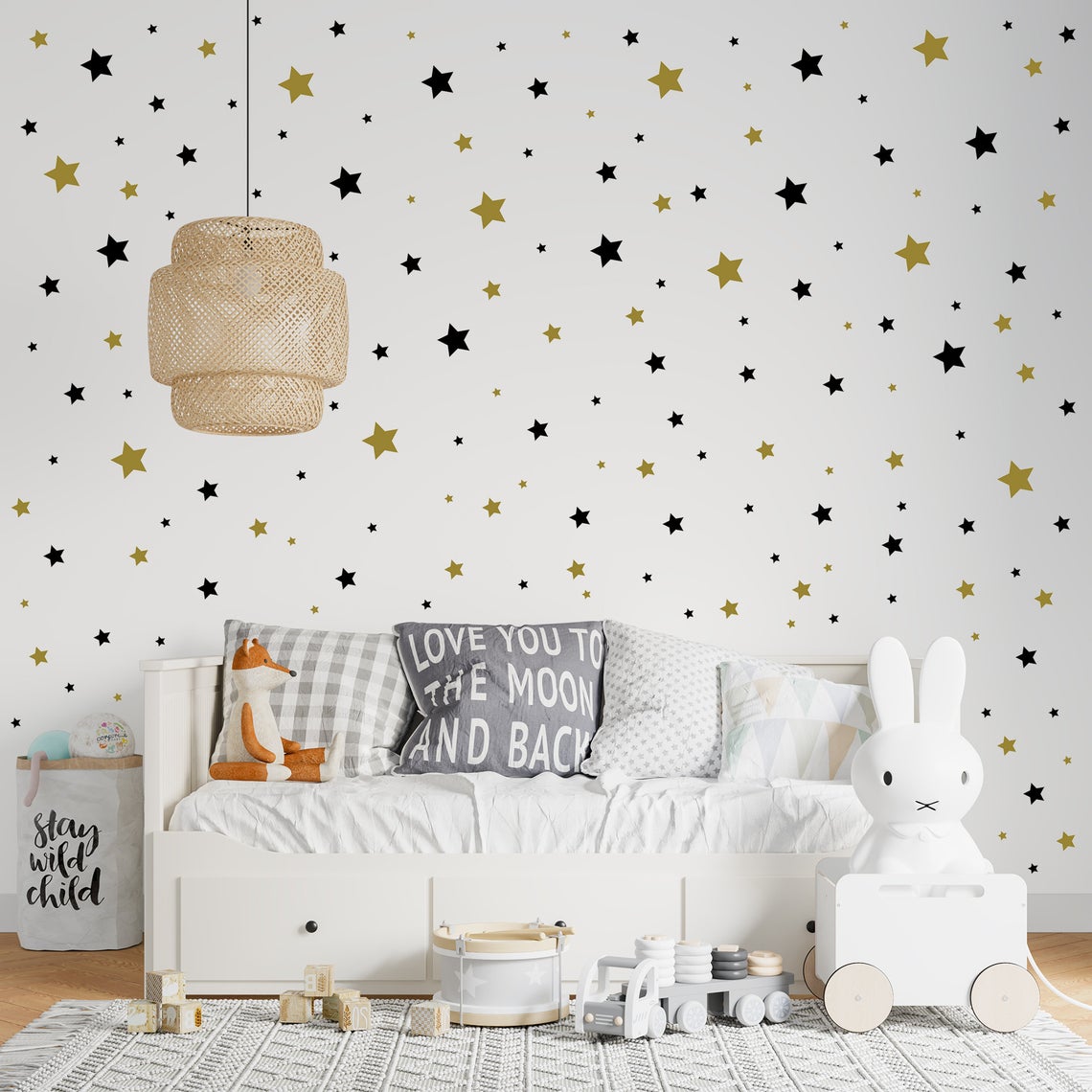 Cartoon 65Pcs Star Wall Sticke - Baby Nursery Package 评论和价格