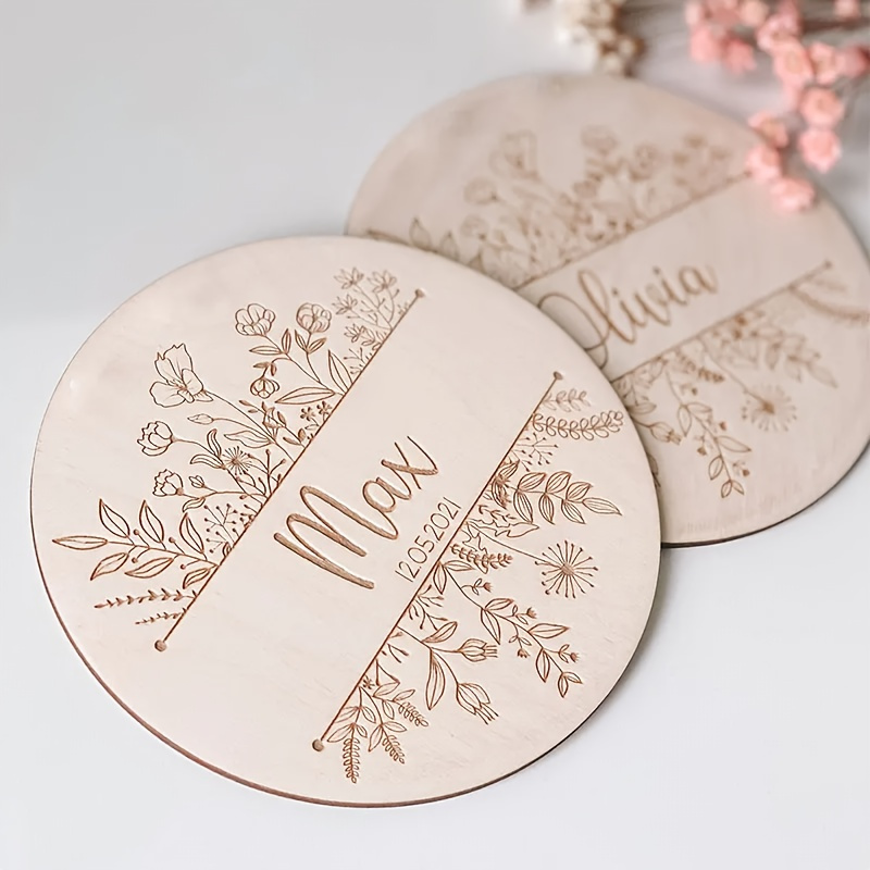 Personalized Floral Engraved N - Baby Nursery Name Sign 评论和价格