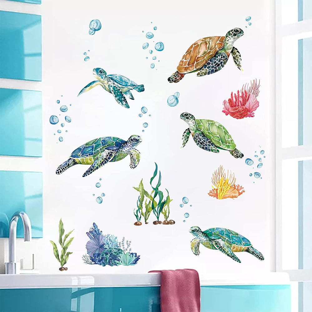 Watercolor Sea Turtles Wall St - Baby Nursery Under The Sea 评论和价格