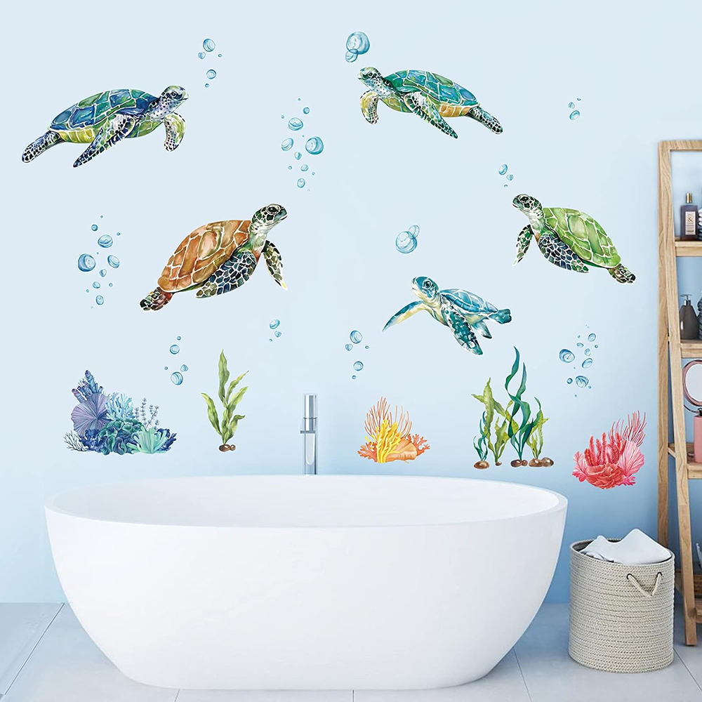 Watercolor Sea Turtles Wall St - Baby Nursery Under The Sea 评论和价格