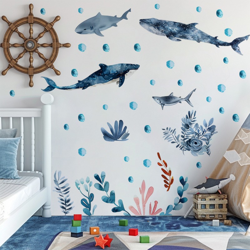 Undersea Marine Life Shark Wha - Baby Nursery Ocean 评论和价格