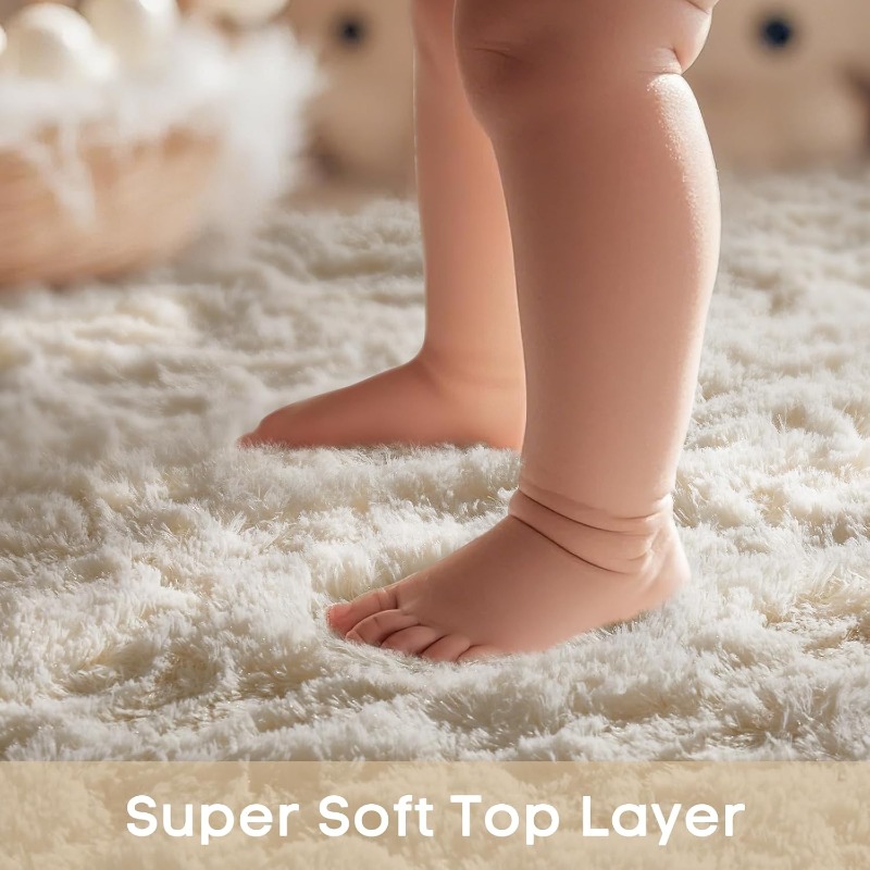 Round Cream White Rug Soft Flu - Soft Rug Nursery 评论和价格