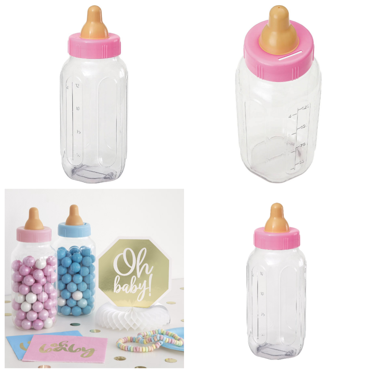 11 Inch Pink Plastic Baby Bott - Baby Nursery Keepsake 评论和价格
