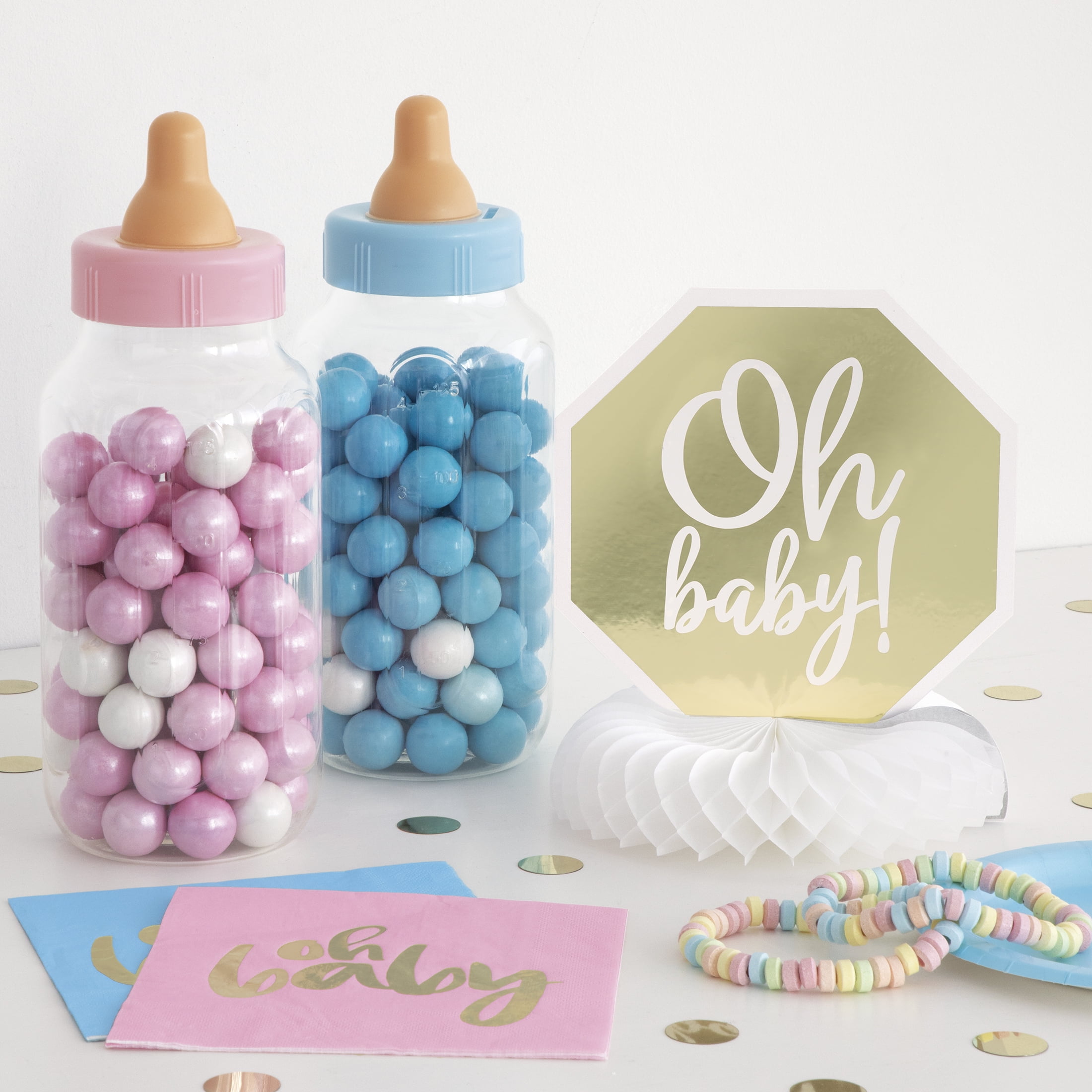11 Inch Pink Plastic Baby Bott - Baby Nursery Keepsake 评论和价格