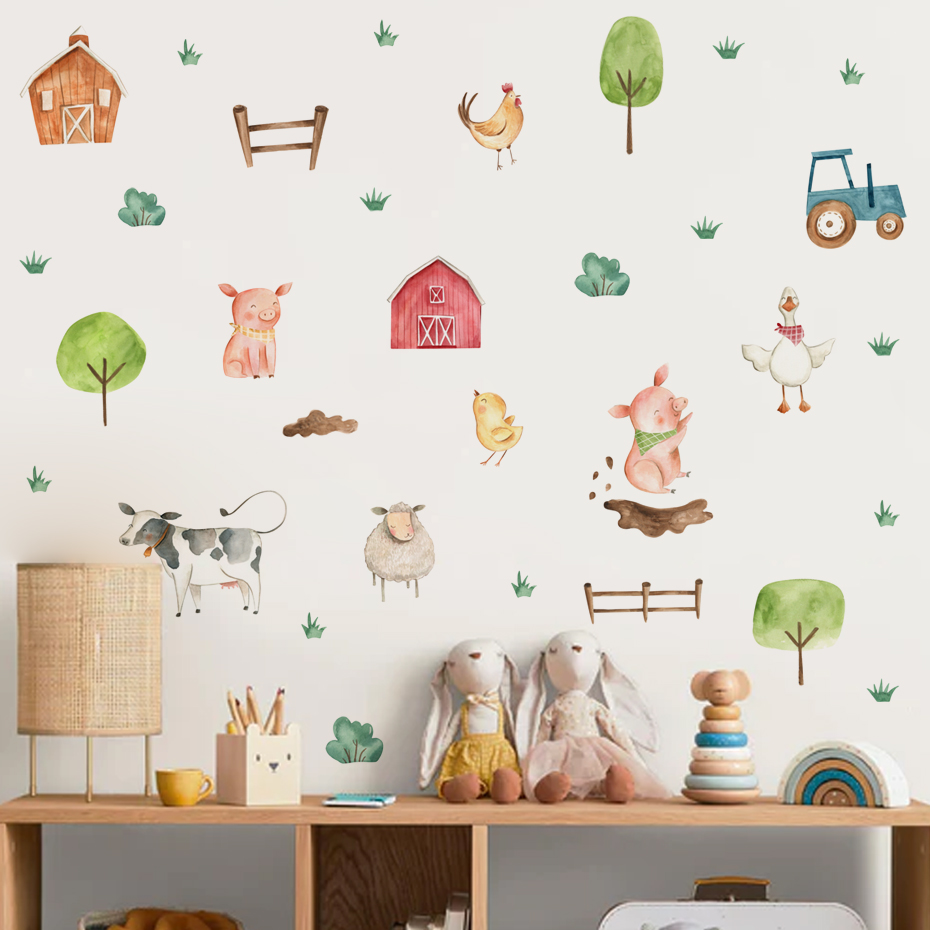 Boho Watercolor Cute Farm Anim - Baby Nursery Package 评论和价格