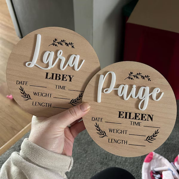 1Pc Custom Baby Announcement S - Baby Nursery Name Sign 评论和价格