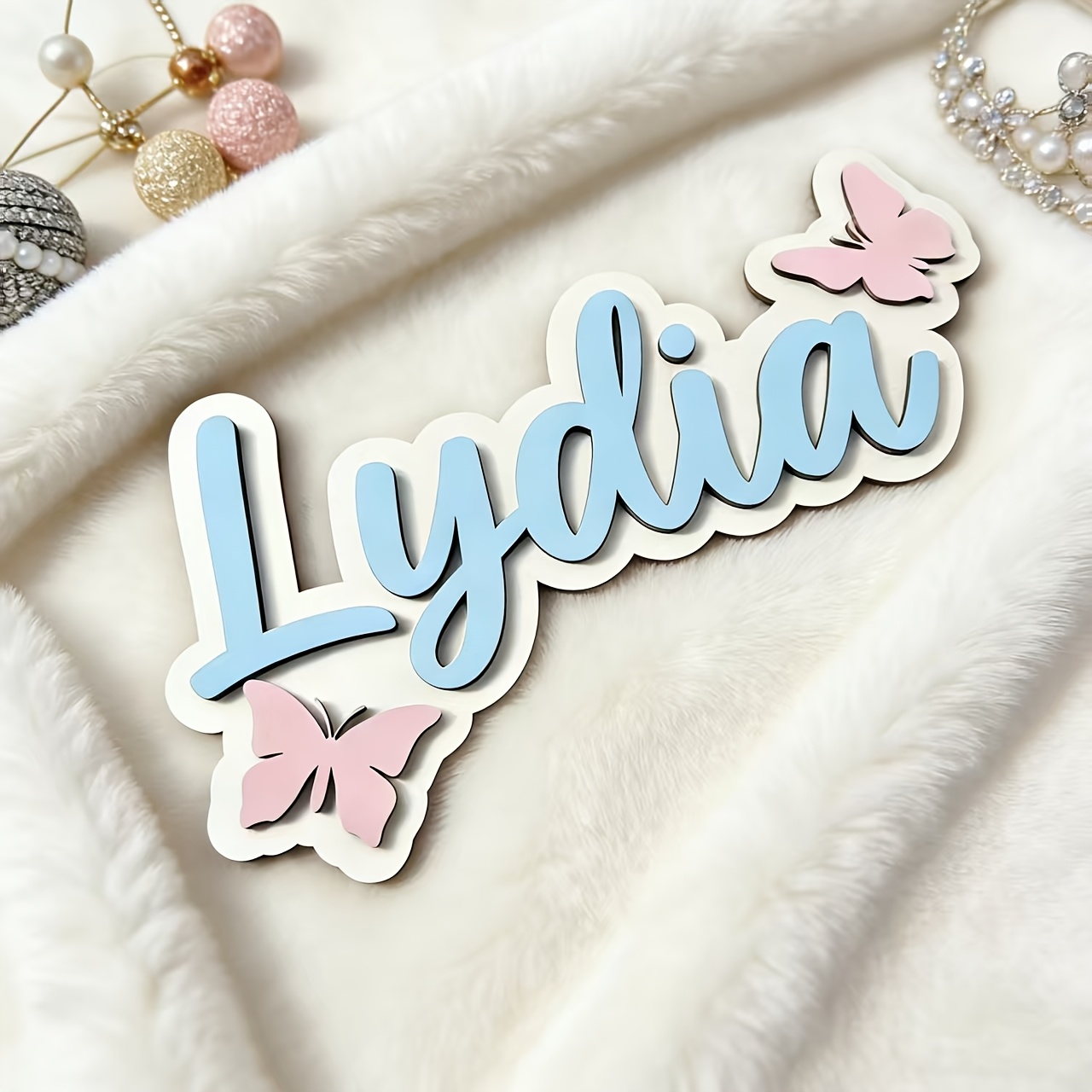 Personalized Blue & Pink Butte - Baby Nursery Name Sign 评论和价格