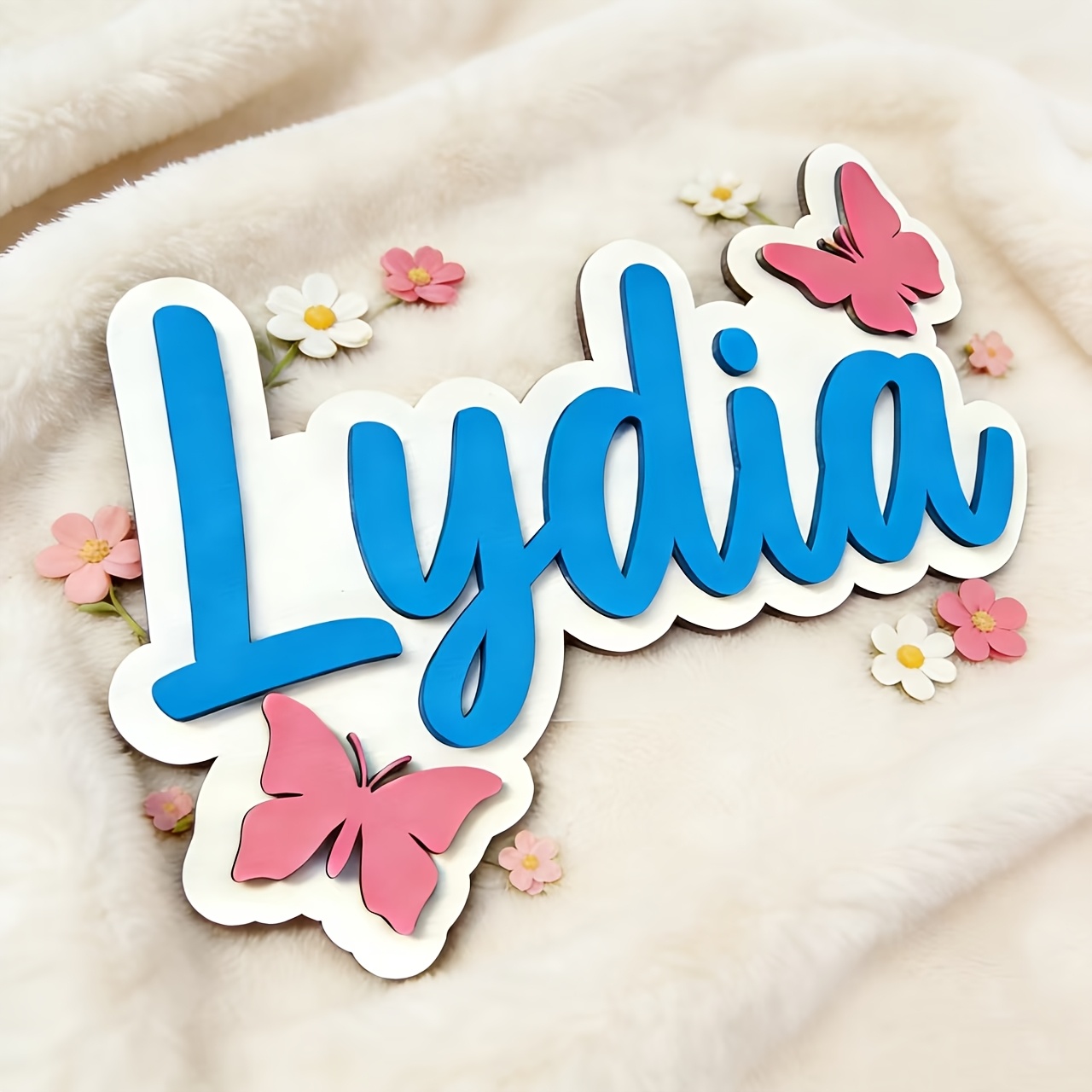 Personalized Blue & Pink Butte - Baby Nursery Name Sign 评论和价格
