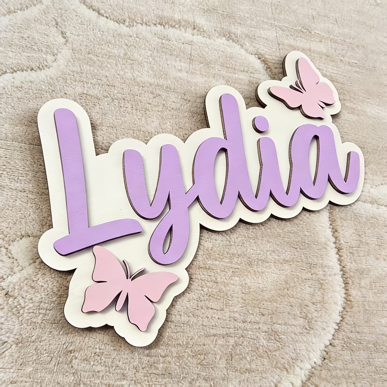 Personalized Blue & Pink Butte - Baby Nursery Name Sign 评论和价格