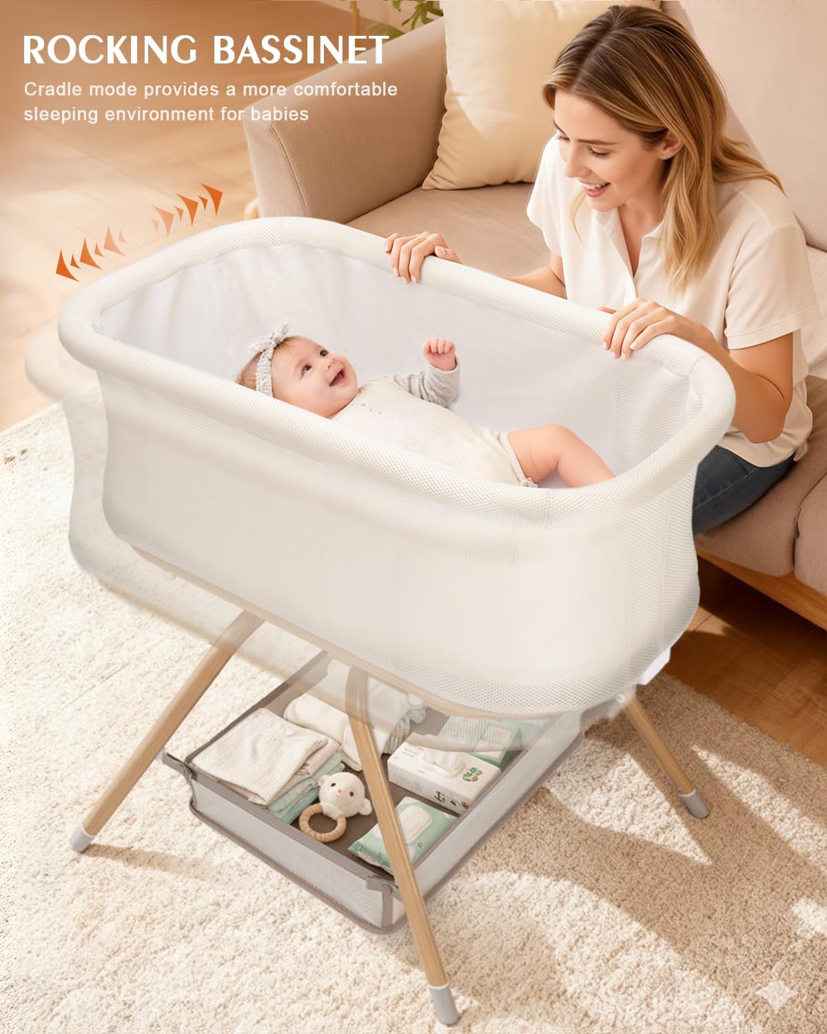 3 In 1 Baby Bassinet Rocking B - Bassinet Bedside Sleeper 评论和价格