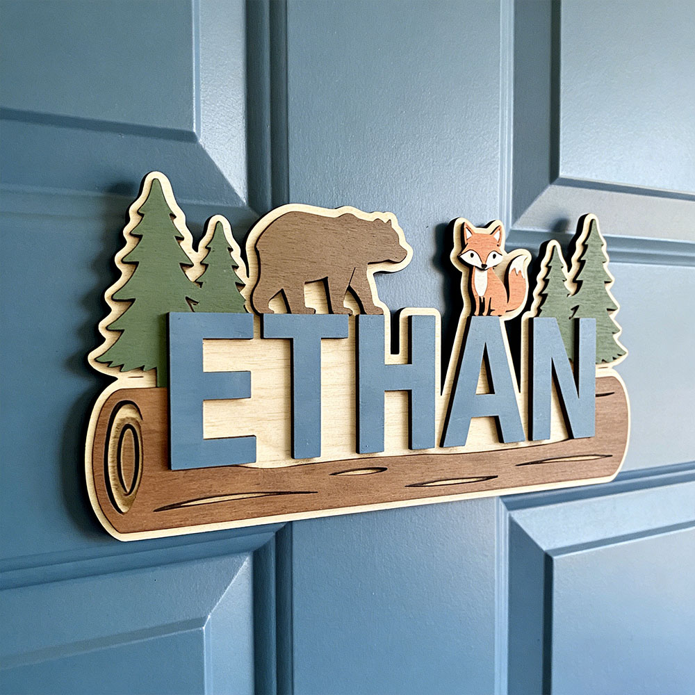 Woodland Forest Animal Persona - Baby Nursery Name Sign 评论和价格