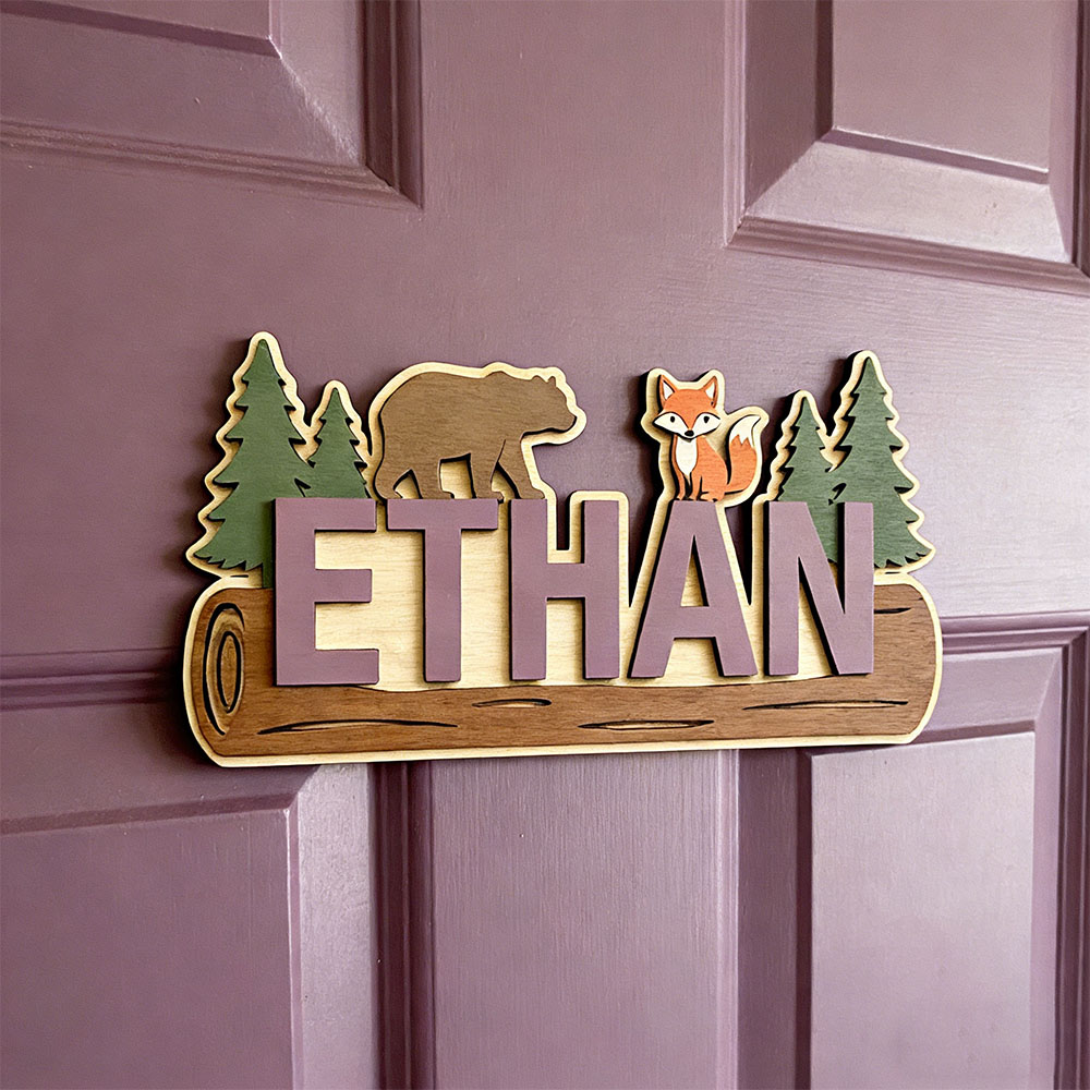 Woodland Forest Animal Persona - Baby Nursery Name Sign 评论和价格