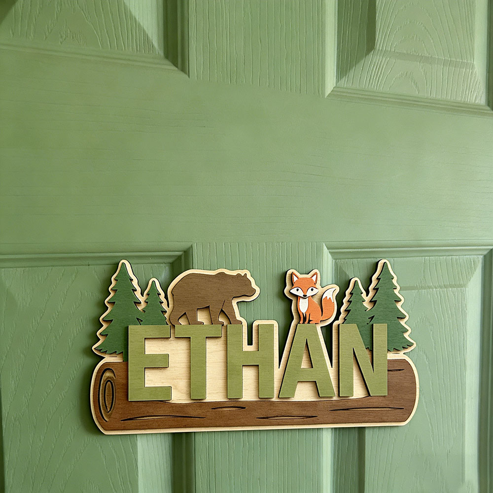 Woodland Forest Animal Persona - Baby Nursery Name Sign 评论和价格