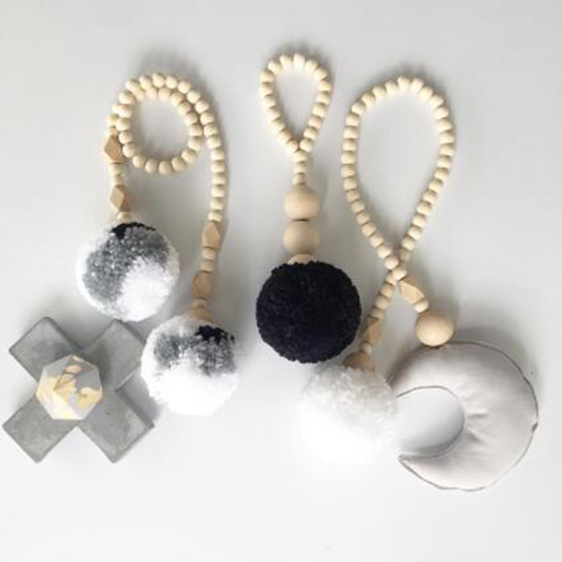 Wooden Beads Tassel Ball Garla - Baby Nursery Garland 评论和价格