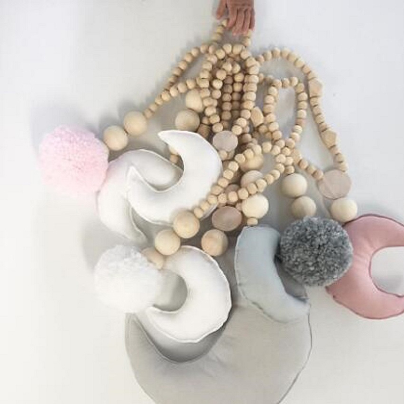 Wooden Beads Tassel Ball Garla - Baby Nursery Garland 评论和价格