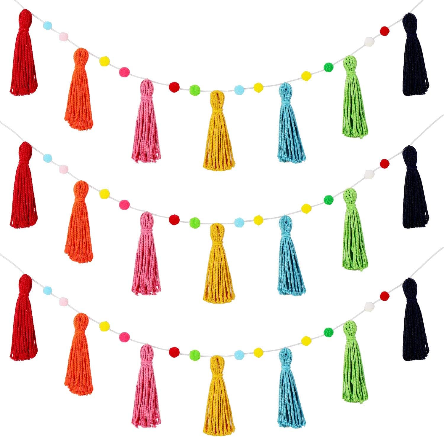 3 Pcs Colorful Rainbow Boho Ta - Baby Nursery Garland 评论和价格