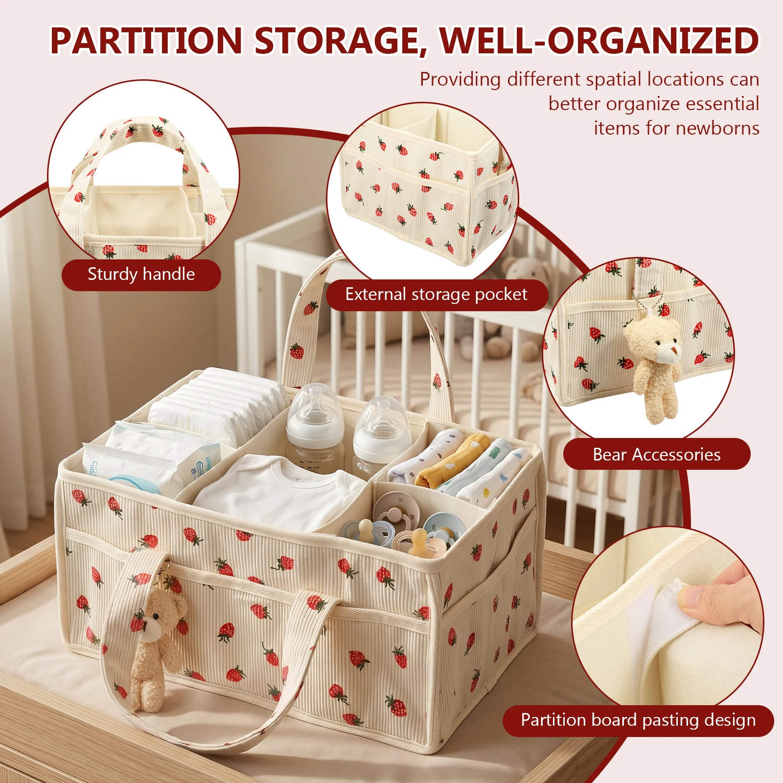 Baby Nappy Wipe Basket Organiz - Baby Nursery Organiser 评论和价格