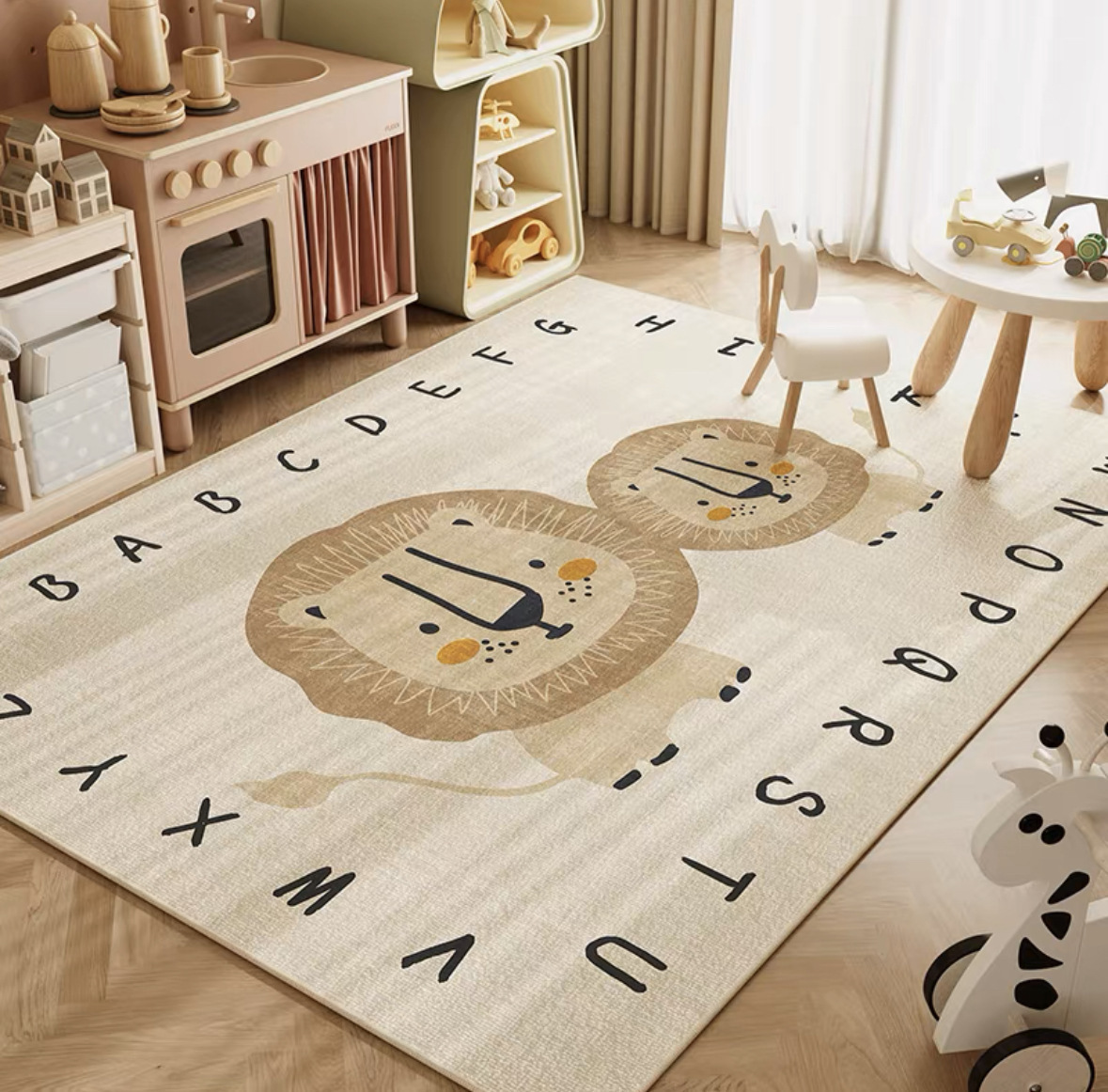 VIKAMA Neutral Cartoon Lion Ba - Soft Rug Nursery 评论和价格