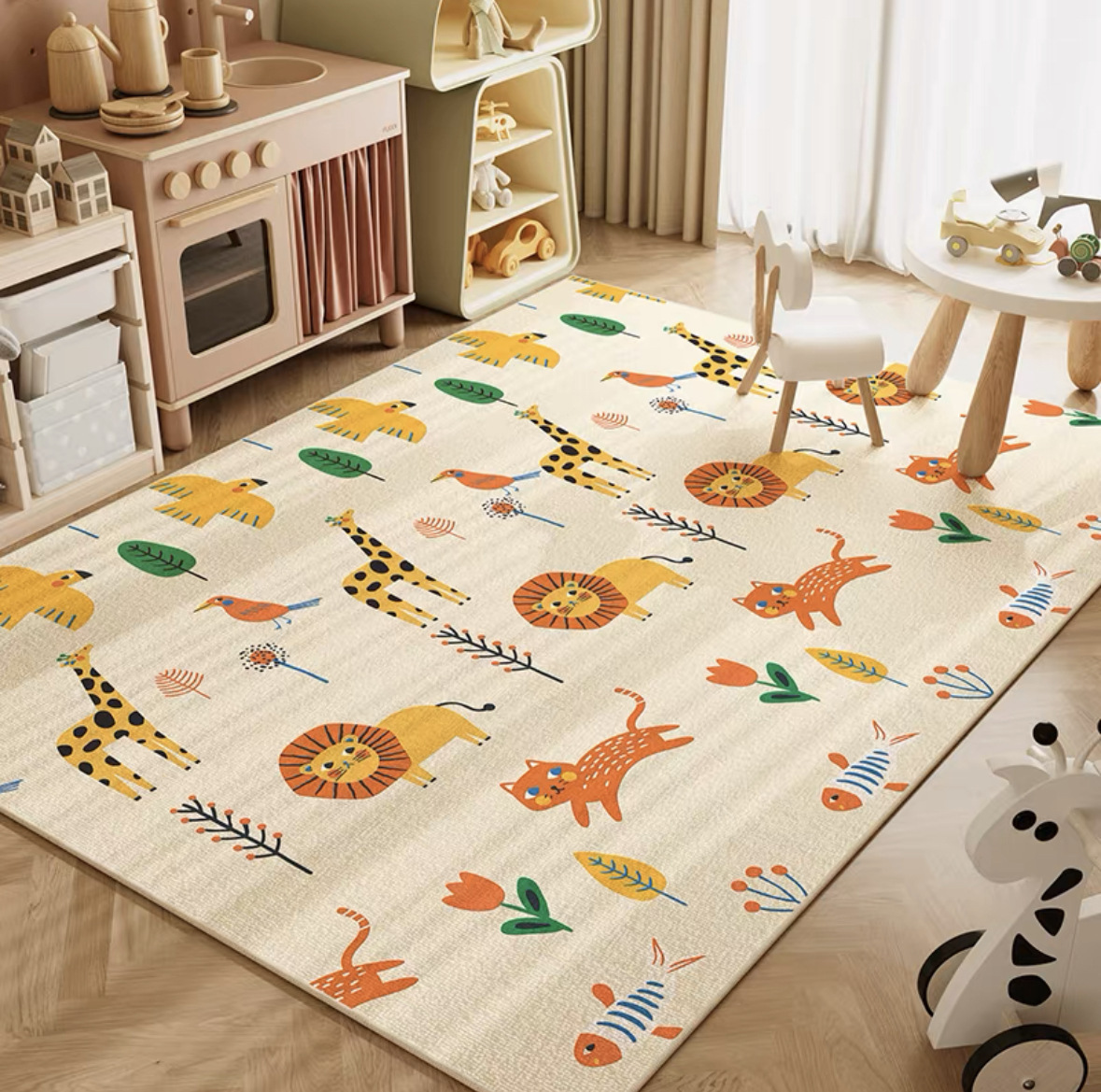 VIKAMA Neutral Cartoon Lion Ba - Soft Rug Nursery 评论和价格