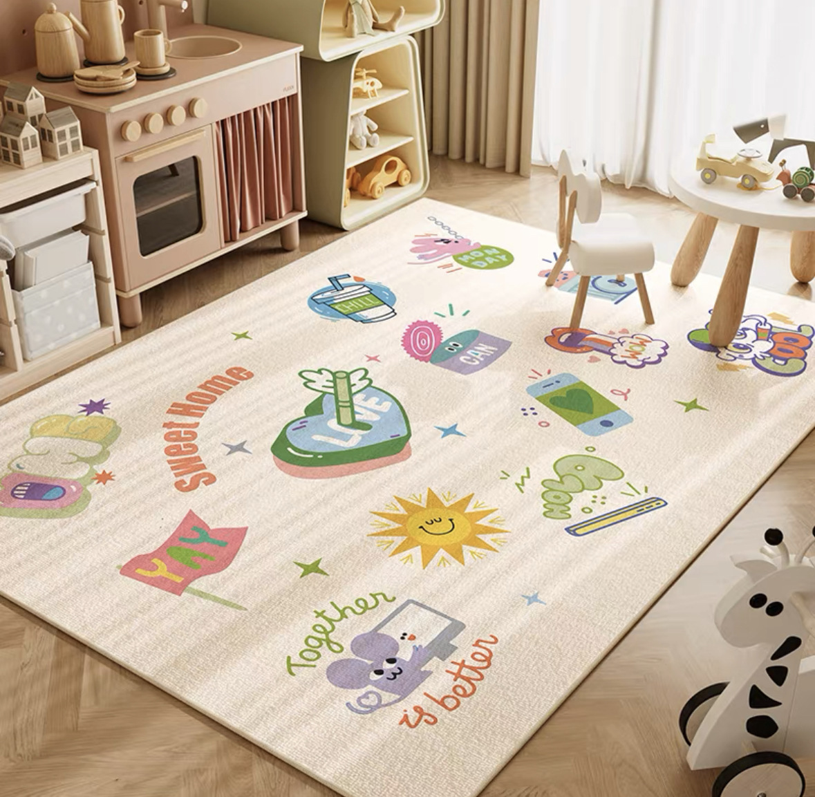 VIKAMA Neutral Cartoon Lion Ba - Soft Rug Nursery 评论和价格