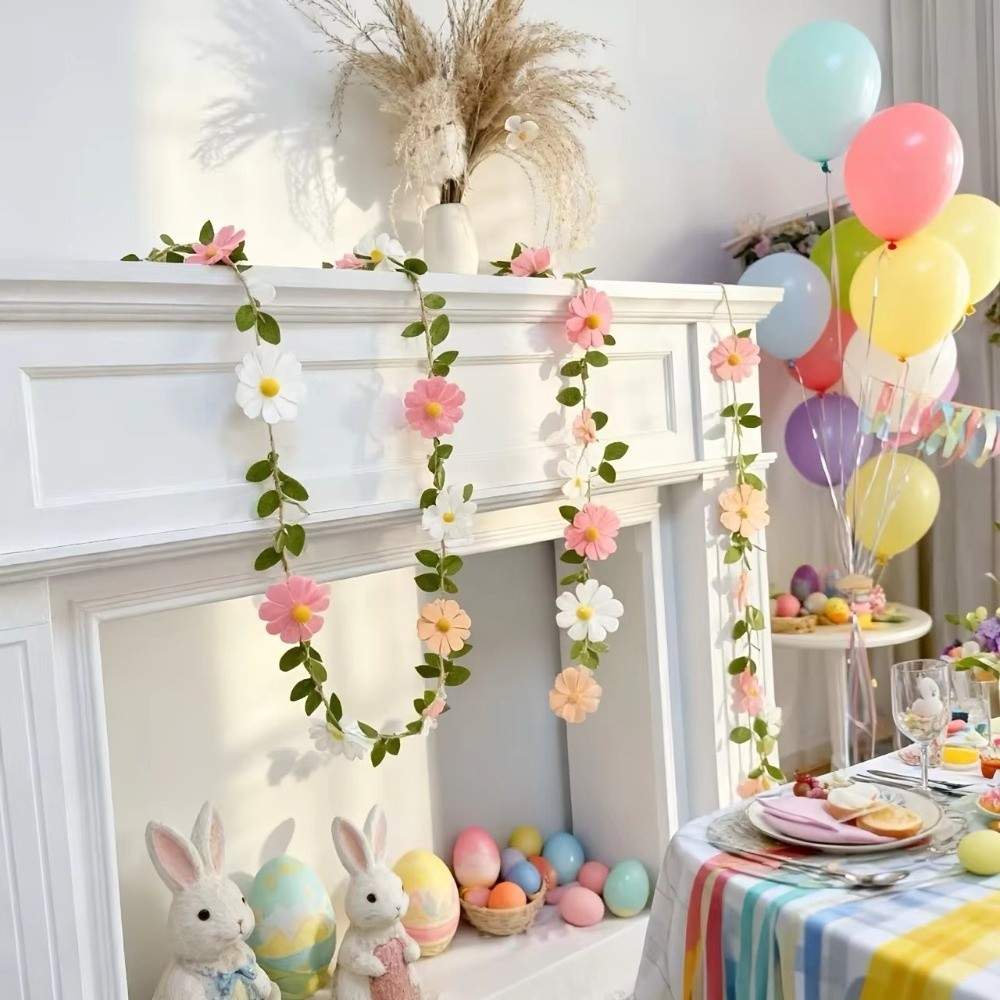 200CM Felt Daisy Banner Daisy  - Baby Nursery Garland 评论和价格