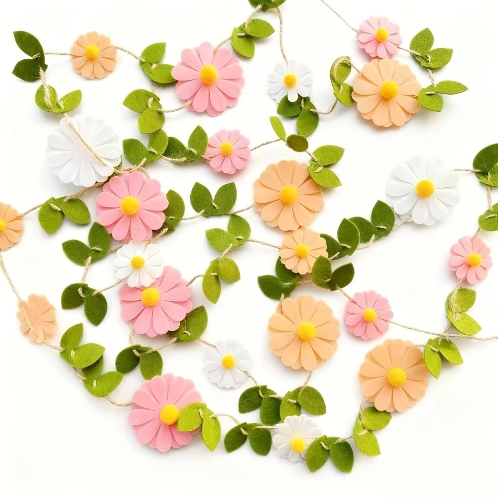 200CM Felt Daisy Banner Daisy  - Baby Nursery Garland 评论和价格