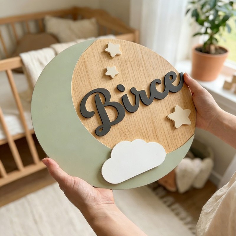 Custom Wooden Name Sign, 3D Cl - Baby Nursery Name Sign 评论和价格