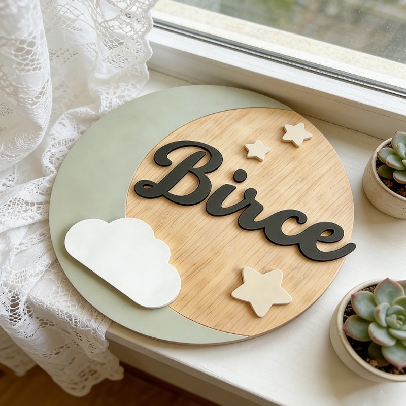 Custom Wooden Name Sign, 3D Cl - Baby Nursery Name Sign 评论和价格