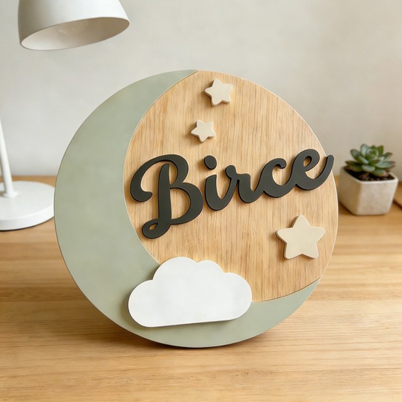 Custom Wooden Name Sign, 3D Cl - Baby Nursery Name Sign 评论和价格