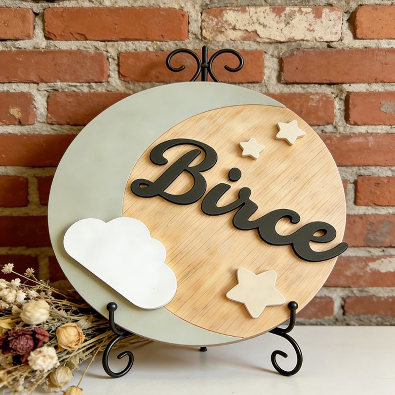 Custom Wooden Name Sign, 3D Cl - Baby Nursery Name Sign 评论和价格