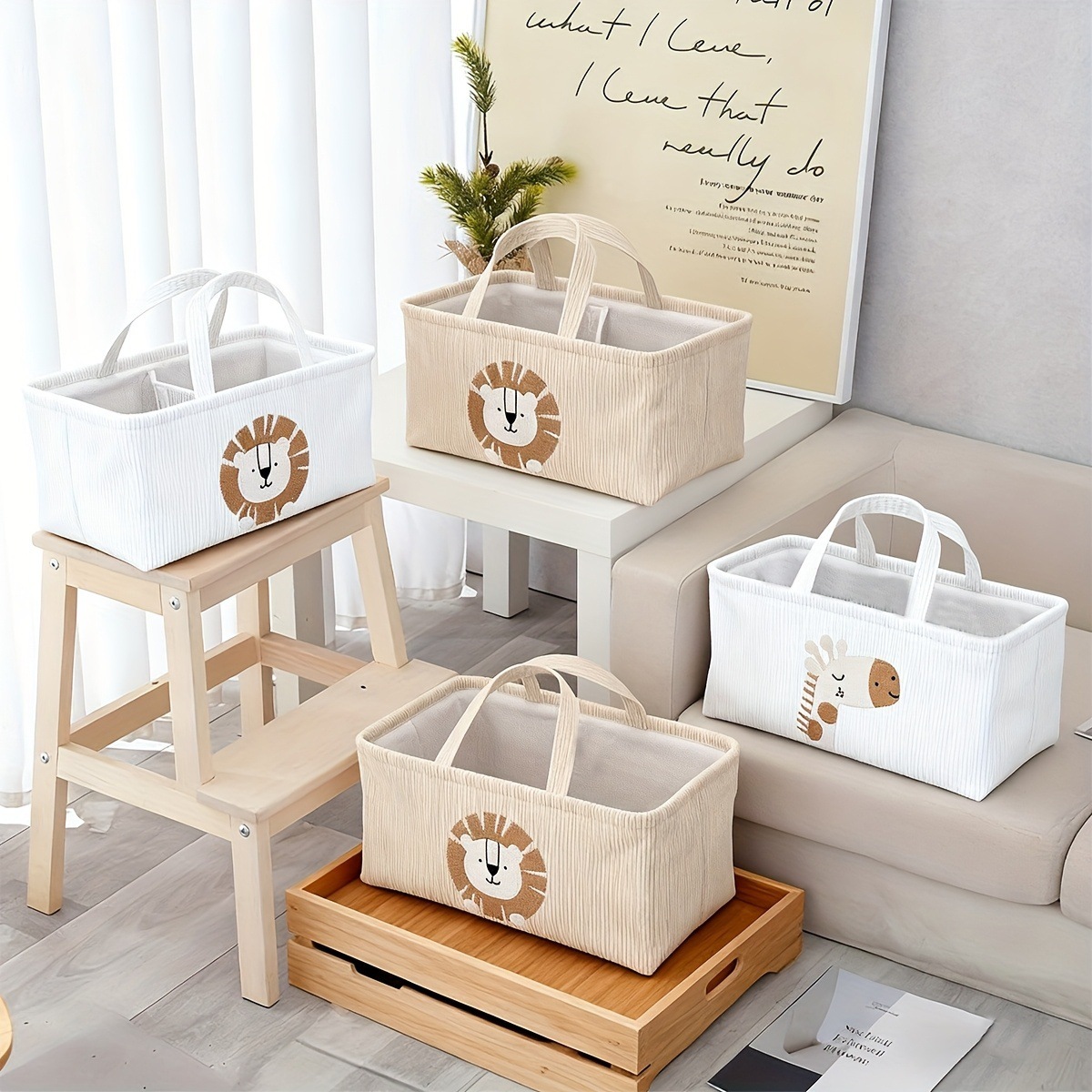 Cute Lion Diaper Caddy Foldabl - Baby Nursery Organiser 评论和价格