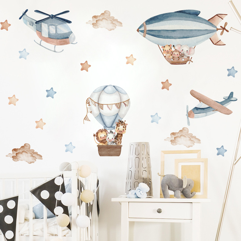 Watercolor Animals Hot Air Bal - Baby Nursery Package 评论和价格