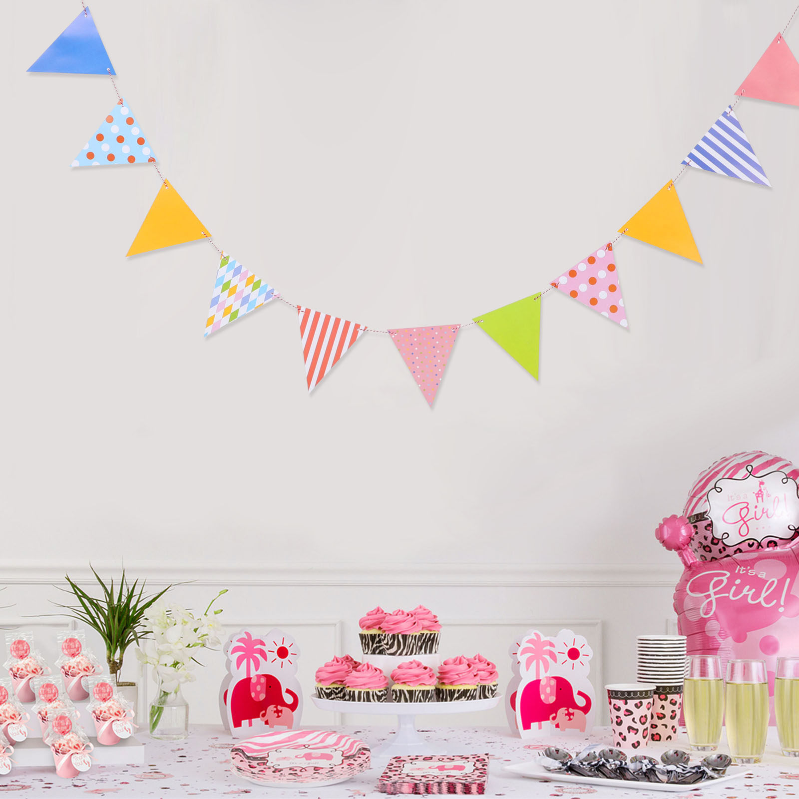 Triangle Paper Bunting Flags G - Baby Nursery Garland 评论和价格