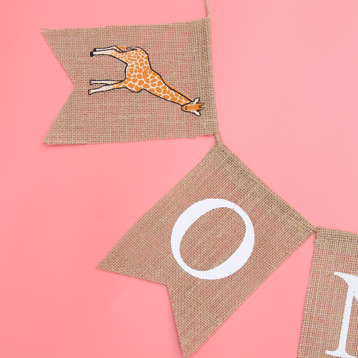 Giraffe Linen Banner One Print - Baby Nursery Garland 评论和价格