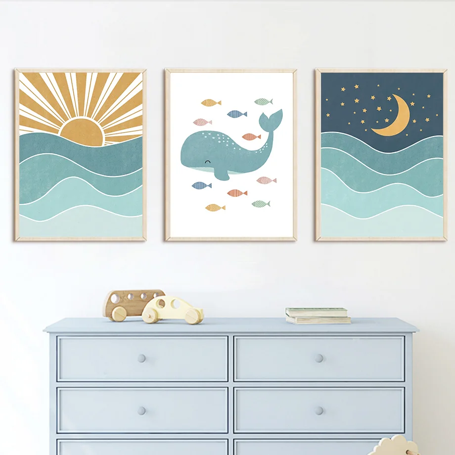 1pc frameless Fish Whale Seagu - Baby Nursery Ocean 评论和价格