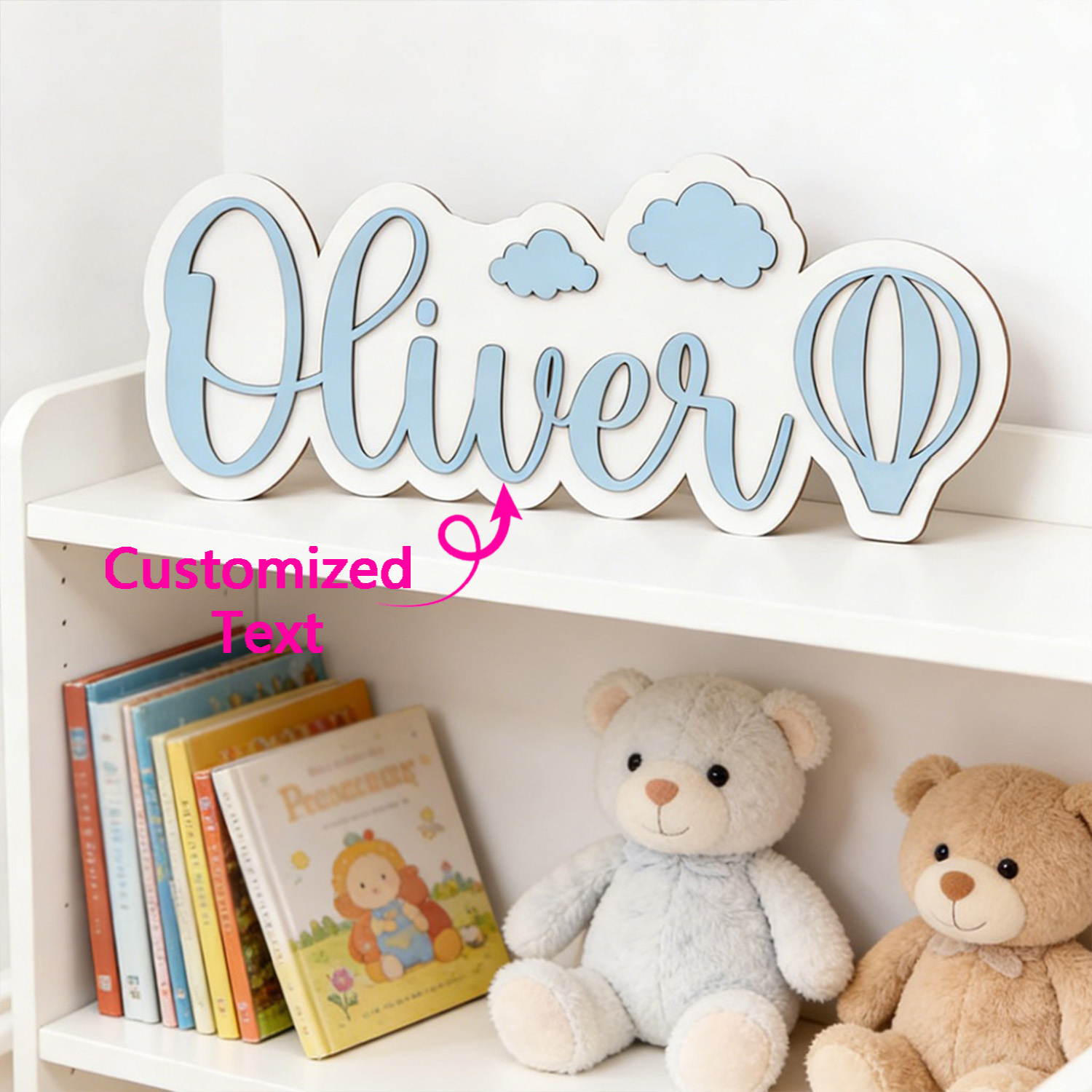 Personalized Hot Air Balloon & - Baby Nursery Name Sign 评论和价格
