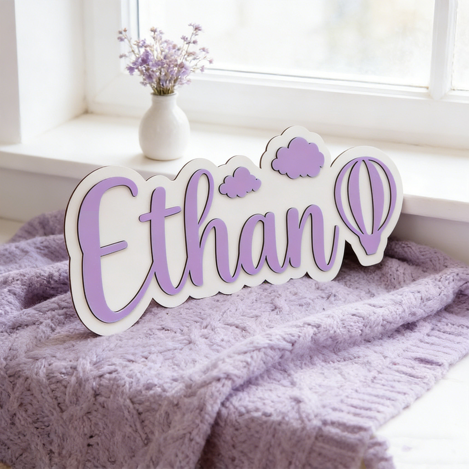 Personalized Hot Air Balloon & - Baby Nursery Name Sign 评论和价格