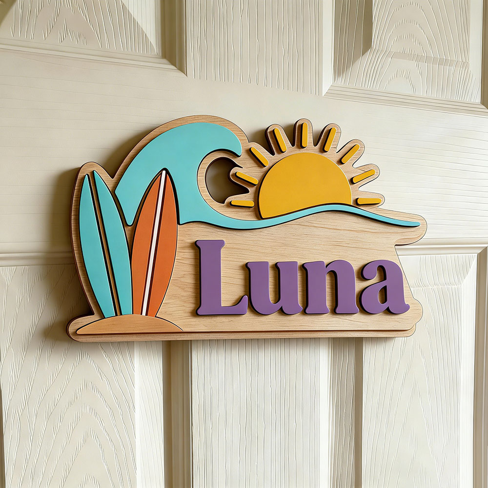 Custom Beach Wave Surfboard Su - Baby Nursery Ocean 评论和价格