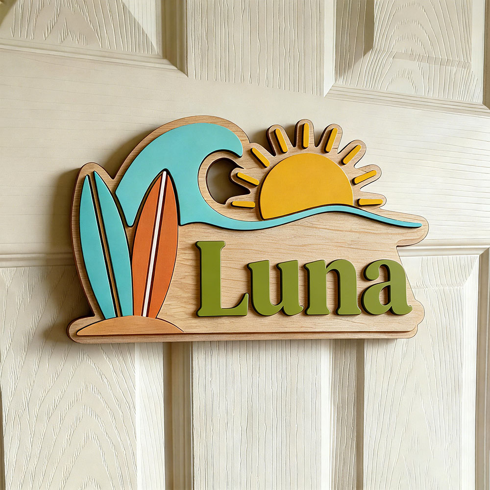 Custom Beach Wave Surfboard Su - Baby Nursery Ocean 评论和价格